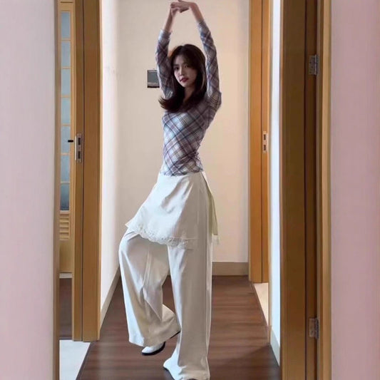Women's Relaxed Wide Leg Pants - Layered Hem Casual Trousers（M-4XL ） | Free Shipping|Crypto Payments