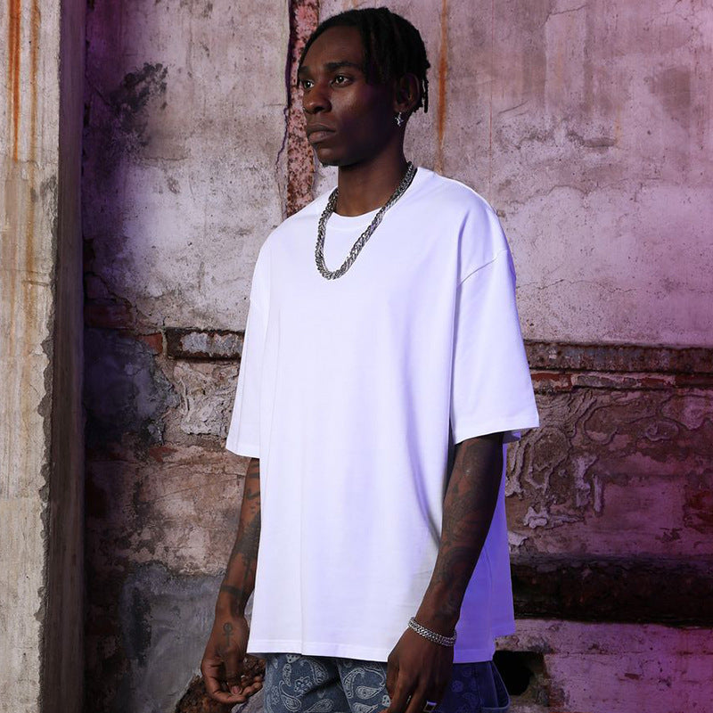 Eco Men's Oversized Cotton Tee - Organic Streetwear | Free Global Shipping | Crypto Pay