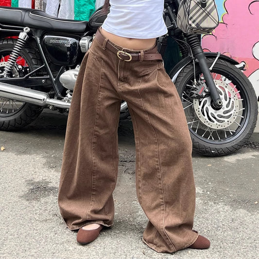 Y2K Low-Rise Flared Jeans - Vintage Mallard Color Wide-Leg Trousers | Free Shipping