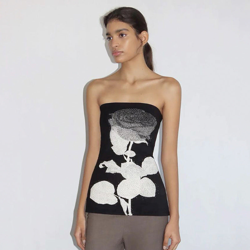 Retro Spray-Print Bandeau Top - Longline Seamless Cami| Free Shipping|Crypto Payments