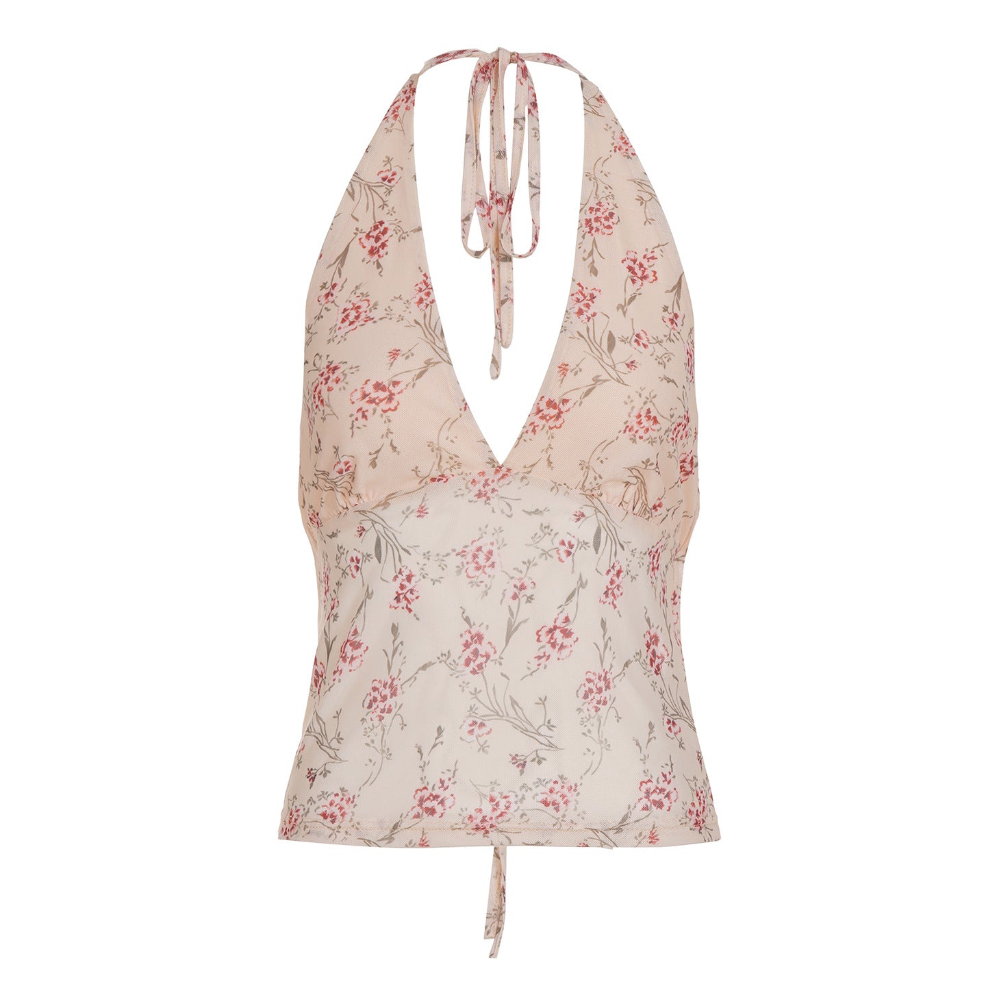 Sexy Floral Bustier - Sheer Backless Halter Top |Free Shipping | Crypto Payments