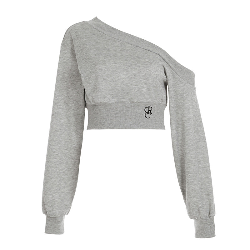 Women's Cropped Off-Shoulder Sweatshirt - Sexy Streetwear Long Sleeve Crop Top| Free Shipping|Crypto Payments