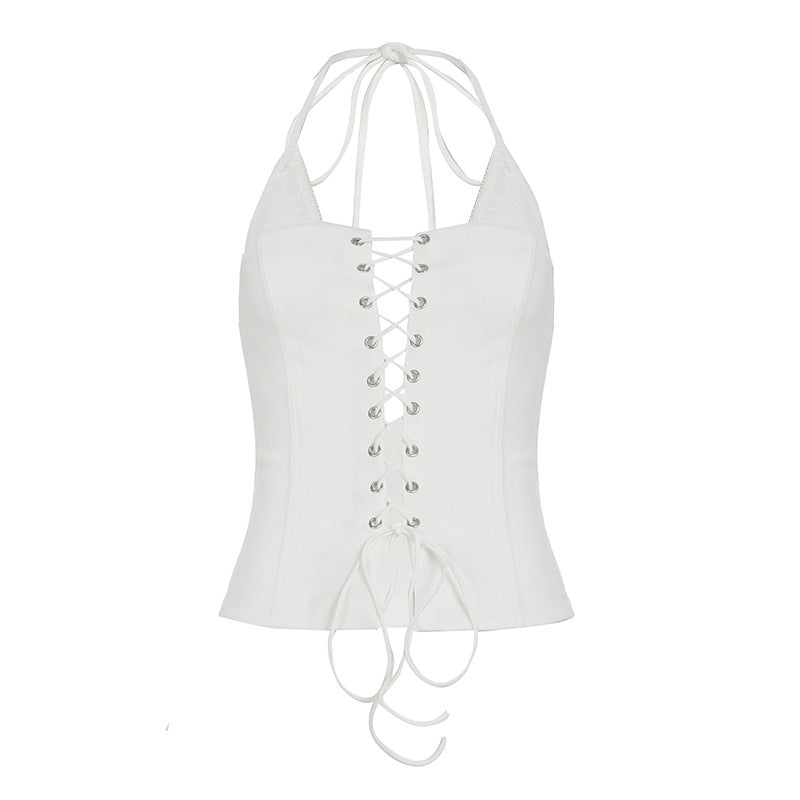 Street Style Lace Halter Top - Sexy Backless Crop Top | Free Shipping| Crypto Payments