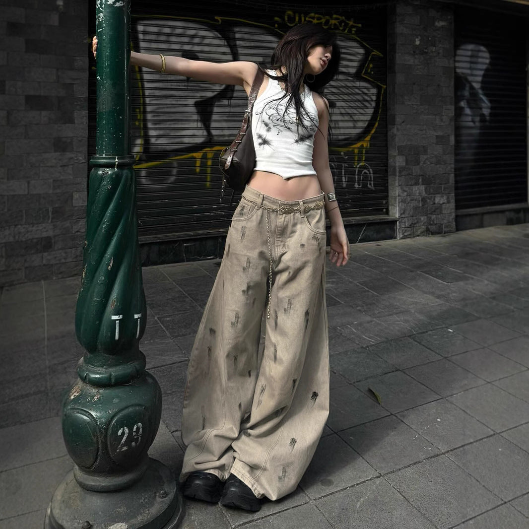 Distressed Wide-Leg Jeans - Vintage Boyfriend Fit Trousers | Crypto Payments
