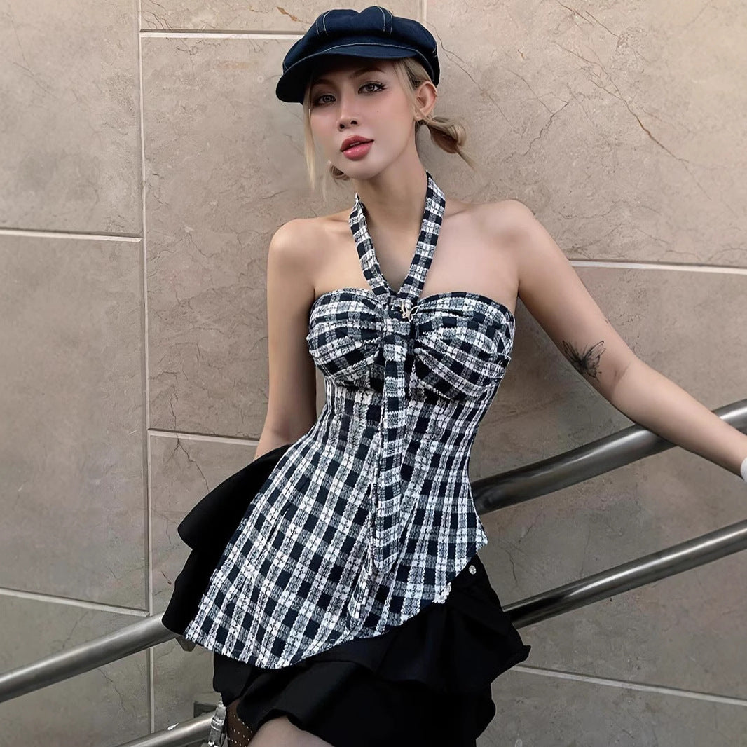 Plaid Corset Top - Off-Shoulder Streetwear Blouse | Free Shipping|Crypto Payments