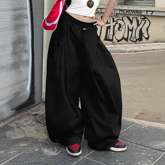 Women's Streetwear Pants - Drawstring Hem Harem Trousers| Crypto Payments
