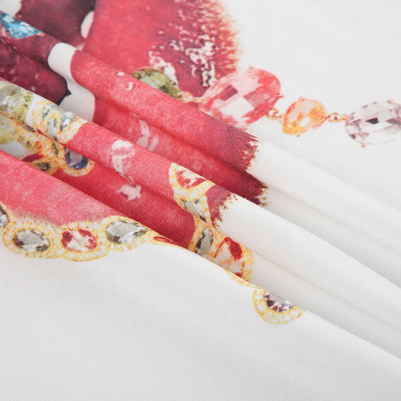 Y2K Lip Print Tee - Oversized Graphic T-Shirt | Crypto Payments