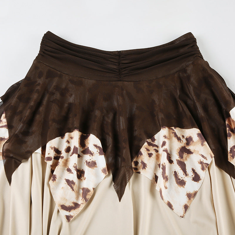 Leopard Mesh Skirt - Tribal Asymmetrical Maxi | Free Shipping|Crypto Payments