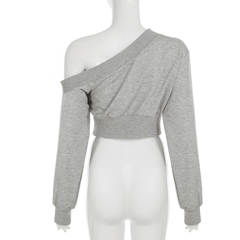 Women's Cropped Off-Shoulder Sweatshirt - Sexy Streetwear Long Sleeve Crop Top| Free Shipping|Crypto Payments