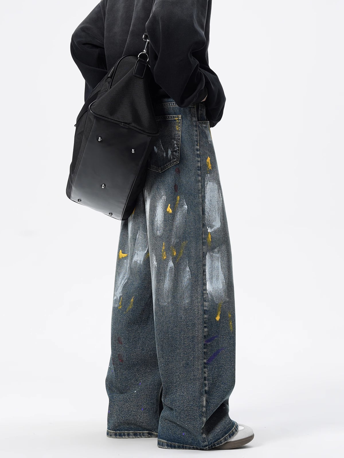 Men’s Graffiti Paint-Splatter Straight Jeans – Retro Streetwear Style | Free Global Shipping
