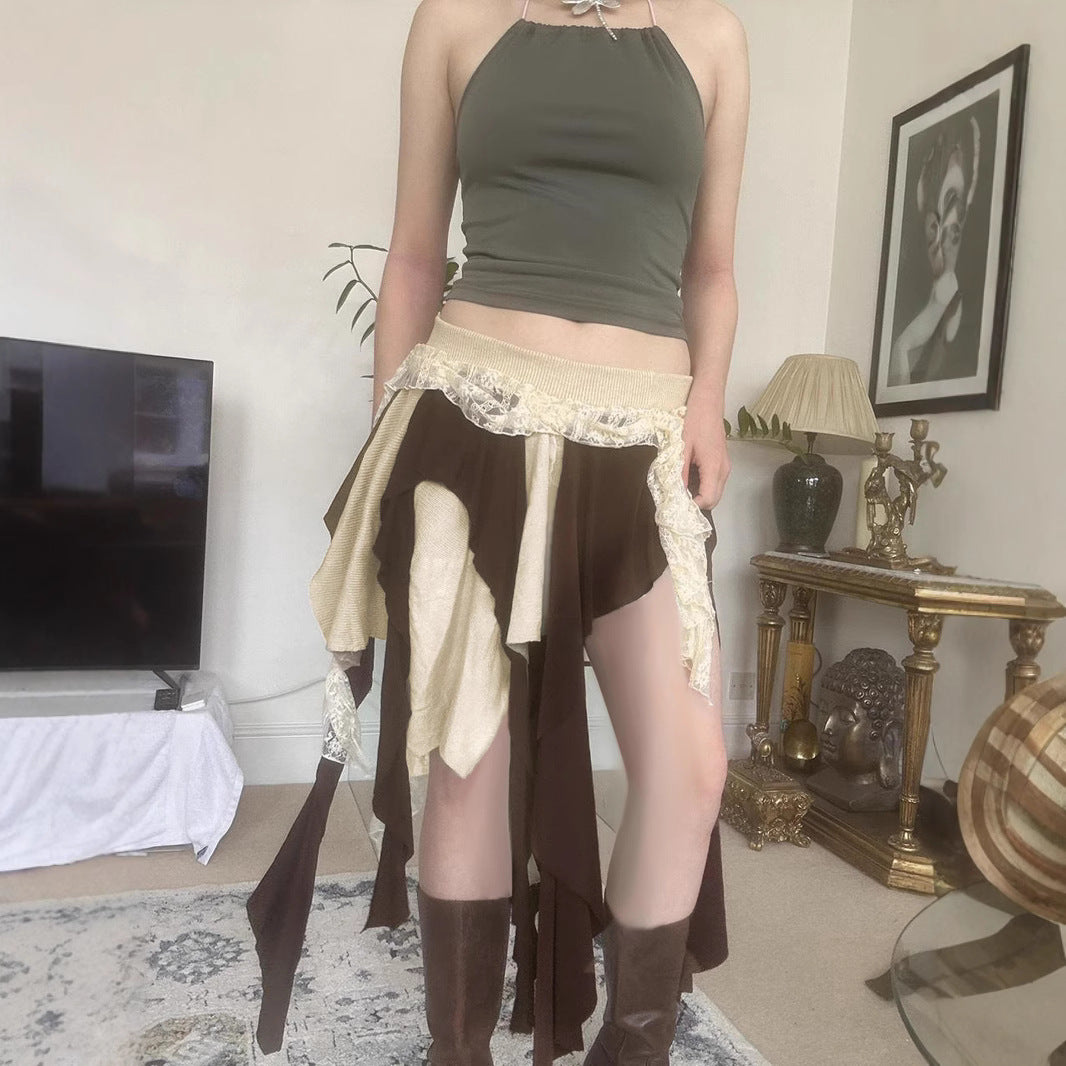 Boho Patchwork Mini Skirt - Asymmetrical Tiered Desert Style | Free Shipping| Crypto Payments