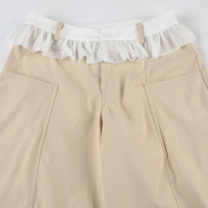 Lace Trim Culottes - Retro Wide-Leg Scimitar Pants | Free Shipping|Crypto Payments