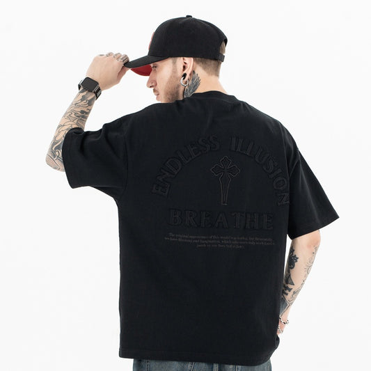 Streetwear Cross Patch T-Shirt | Oversized Fit | 100% Cotton | Free Global Shipping | Crypto Payments Accepted