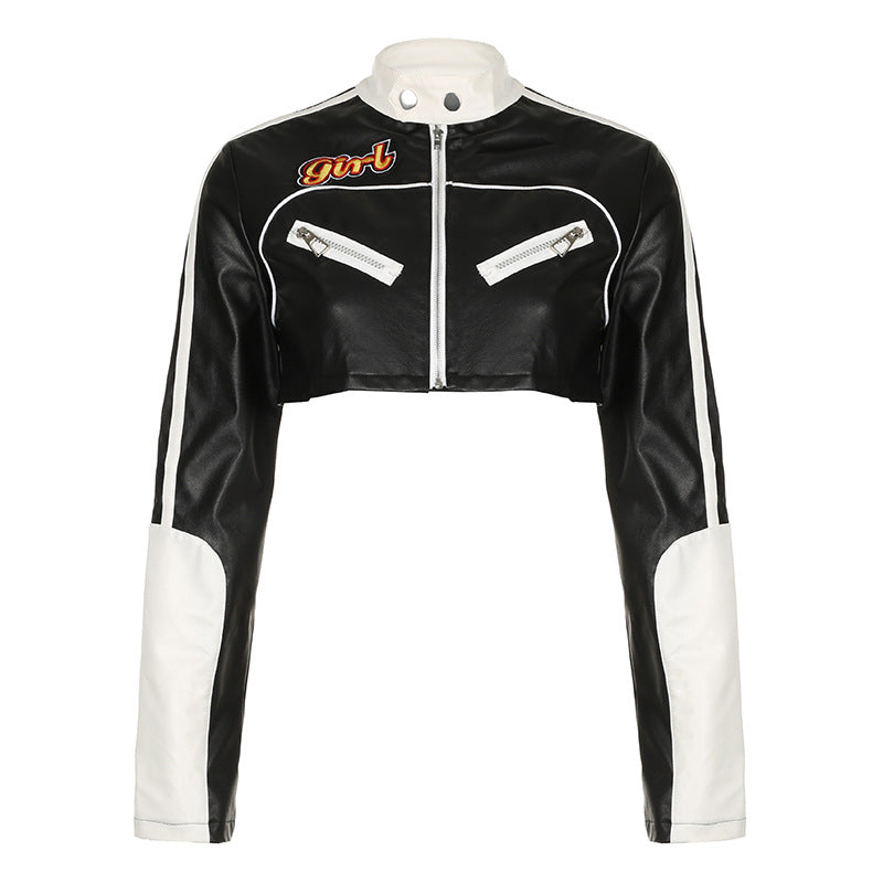 Faux Leather Cropped Jacket for Women - Edgy Biker Chic Top| Free Shipping|Crypto Payments