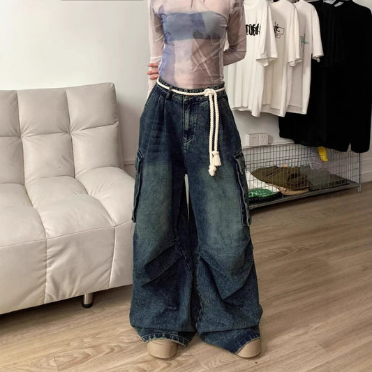 Vintage Utility Pants - Baggy Denim with Pockets（S-XXL）|Free Shipping|Crypto Payments
