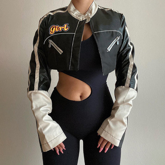 Faux Leather Cropped Jacket for Women - Edgy Biker Chic Top| Free Shipping|Crypto Payments