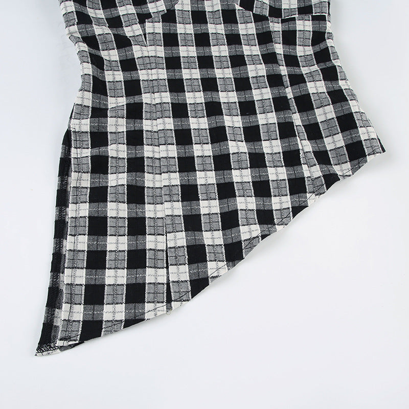 Plaid Corset Top - Off-Shoulder Streetwear Blouse | Free Shipping|Crypto Payments