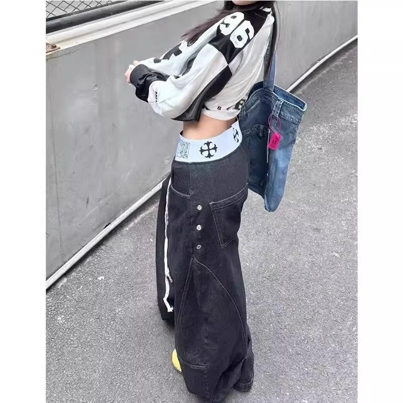 Unisex Retro Wide-Leg Jeans, Free Global Shipping, Crypto Payment Accepted