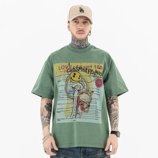 CPFM Smiley Face Graphic T-Shirt for Men – Loose Fit Casual Streetwear Tee