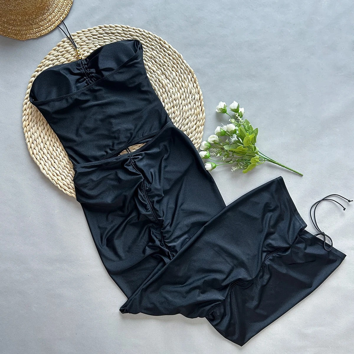 Sexy Solid Color Bikini Swimsuit with Beach Long Skirt - Free Global Shipping & Crypto Pay.