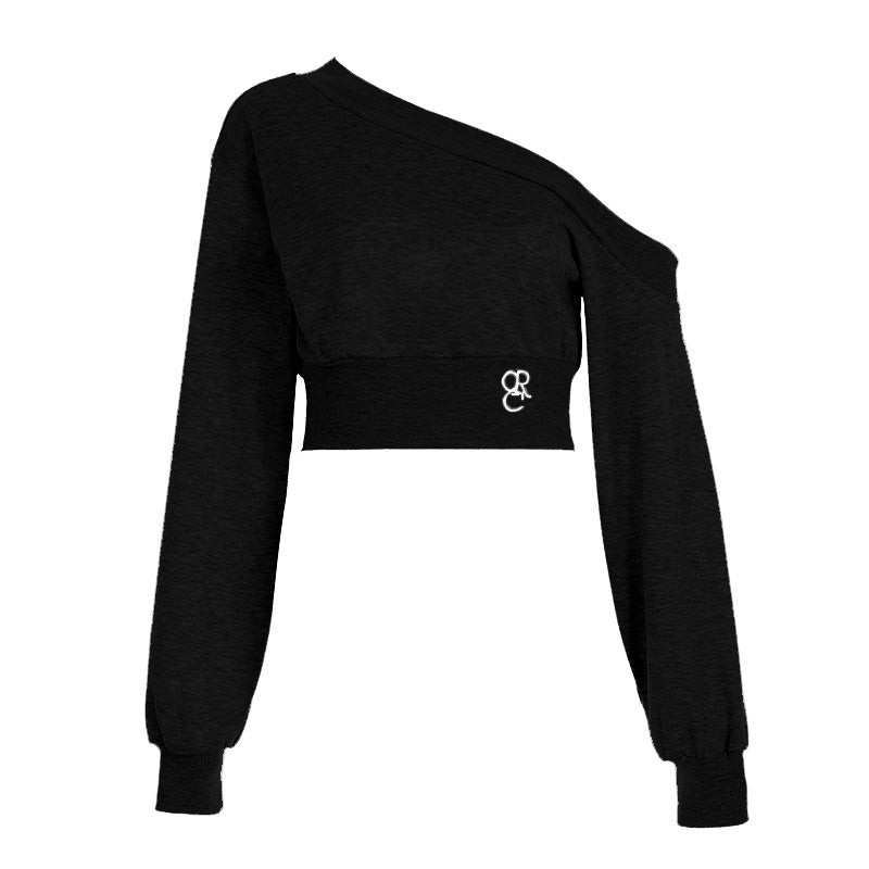 Women's Cropped Off-Shoulder Sweatshirt - Sexy Streetwear Long Sleeve Crop Top| Free Shipping|Crypto Payments