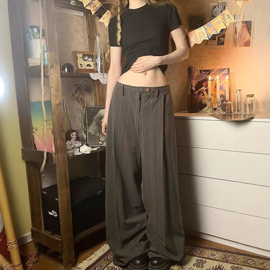 Y2K Wide-Leg Pants - High-Rise Color-Block Design |Crypto Payments
