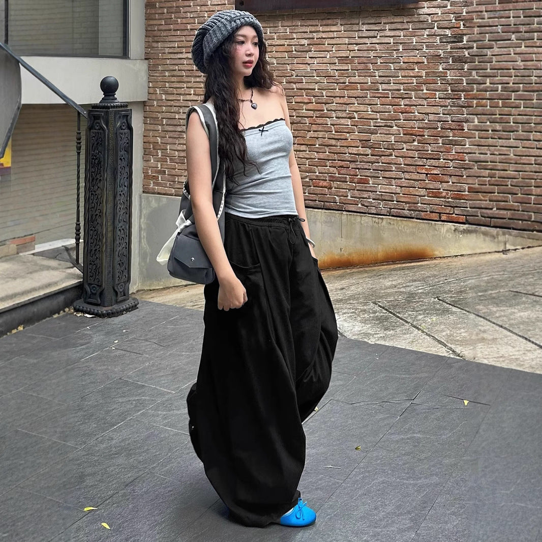 Women's Streetwear Pants - Drawstring Hem Harem Trousers| Crypto Payments