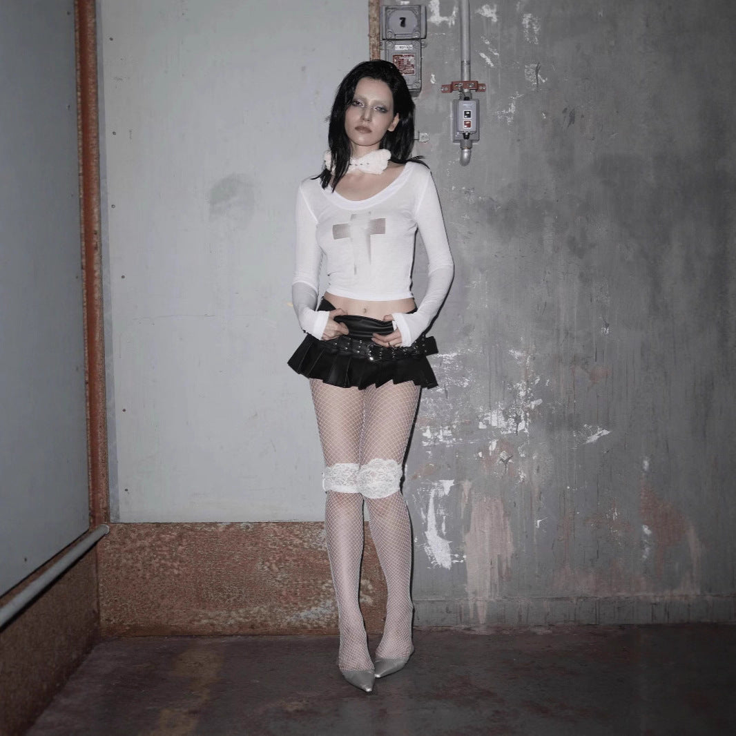Y2K Gothic Crop Tee - Women's Long Sleeve Sexy Streetwear Top| Free Shipping|Crypto Payments
