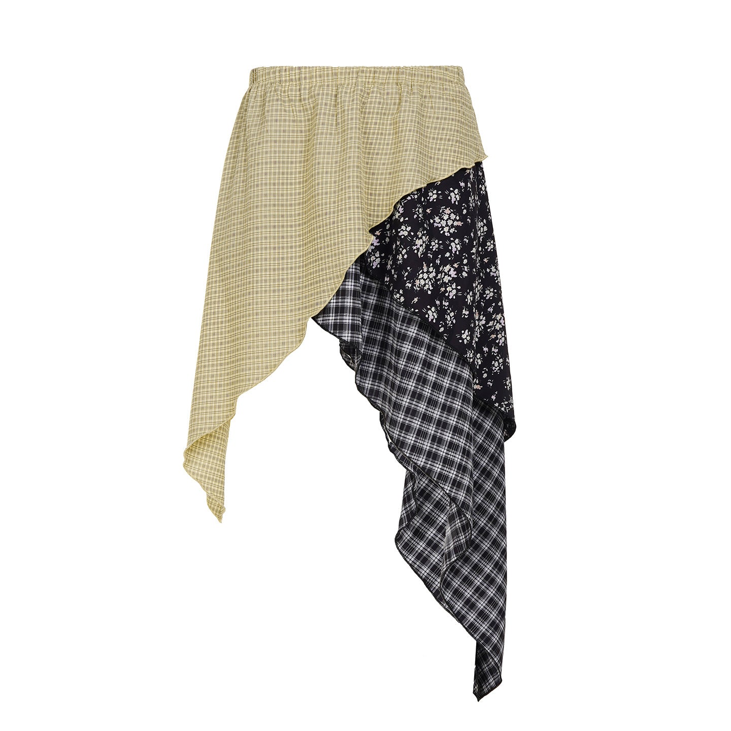 Grunge Plaid Mini Skirt - Asymmetrical Post-Apocalyptic Style | Free Shipping