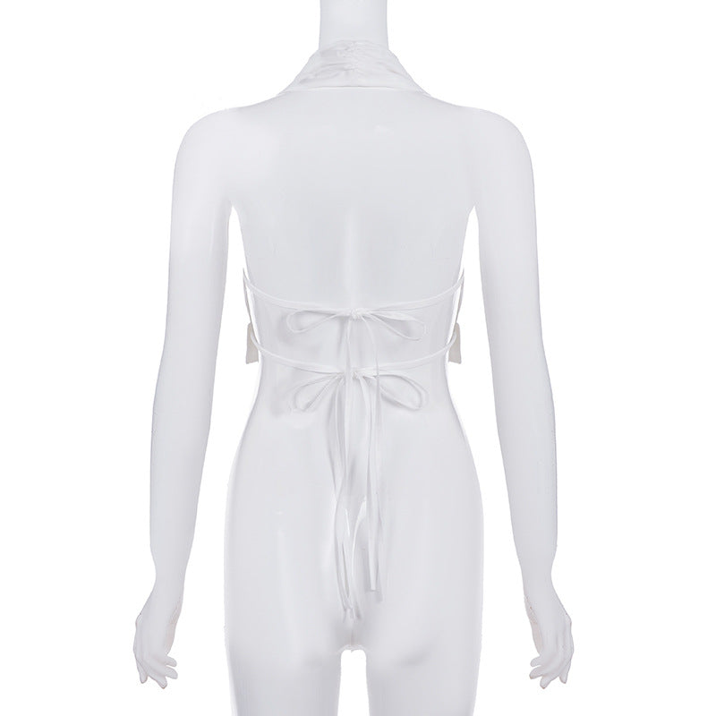 Streetwear Cargo Set - Y2K Halter Tie-Up Top &amp; Wide-Leg Pants | Free Shipping