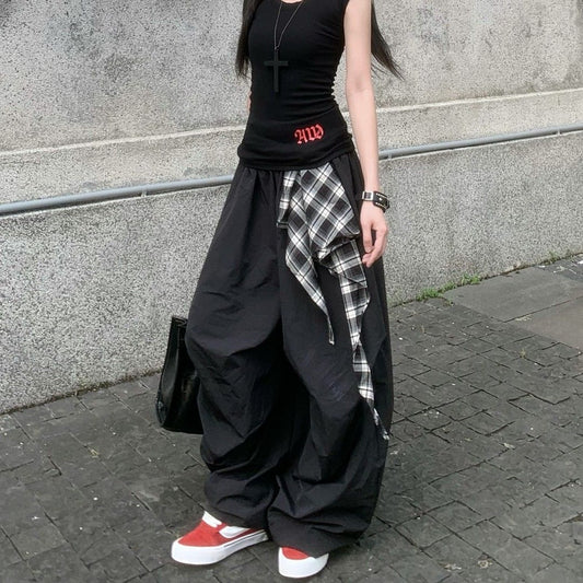 Retro Panel Pants - High Waist Streetwear Bottoms（S-XL） | Free Shipping|Crypto Payments