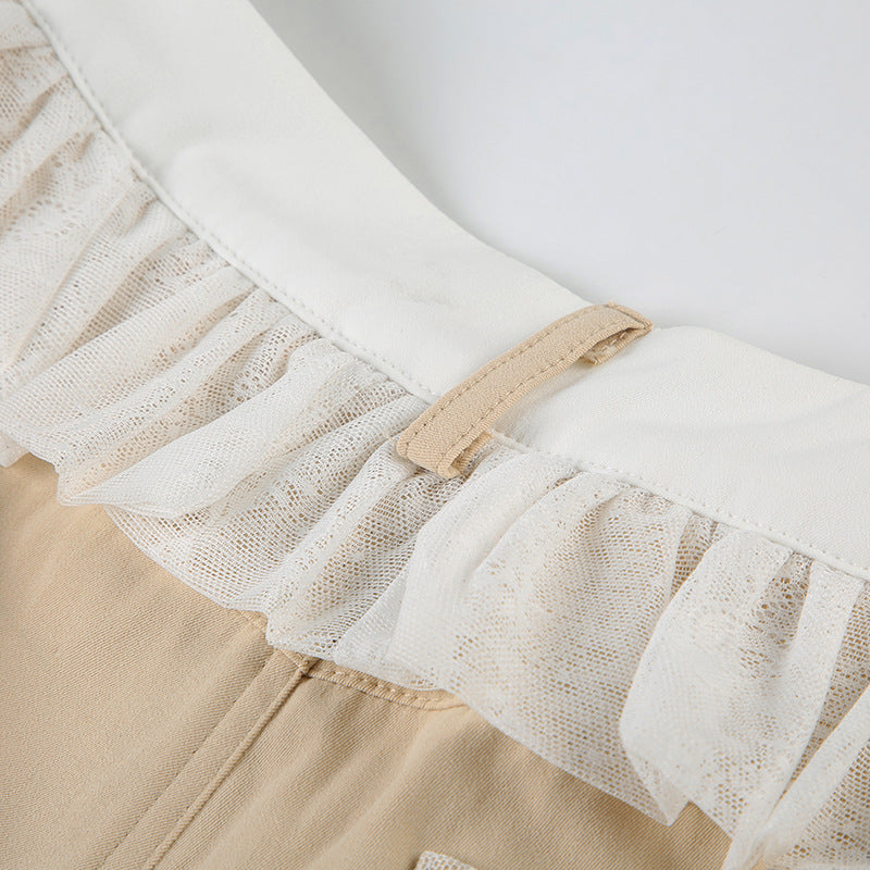 Lace Trim Culottes - Retro Wide-Leg Scimitar Pants | Free Shipping|Crypto Payments