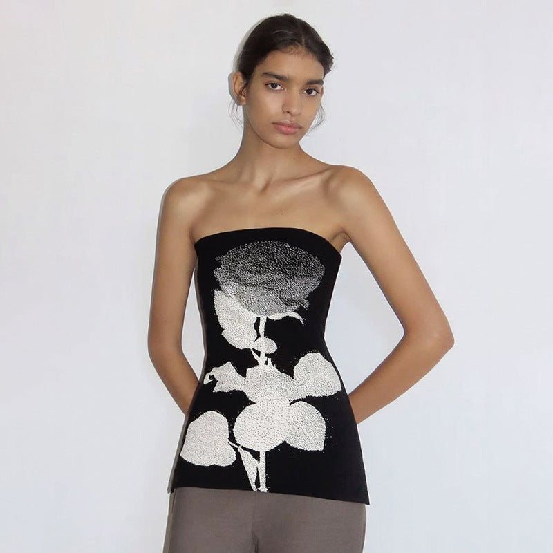 Retro Spray-Print Bandeau Top - Longline Seamless Cami| Free Shipping|Crypto Payments